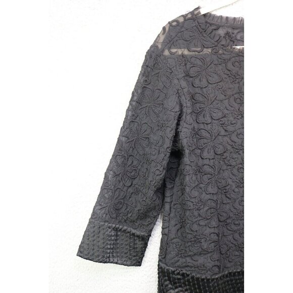 Sundance Embroidered Lace Sheer 3/4 Sleeve Top-Size Large-Silk Blend - Picture 3 of 11